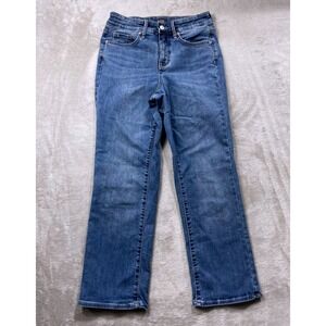 NYDJ High Rise Straight Jeans Women Size 2 Blue Cool Embrace Lift Tuck